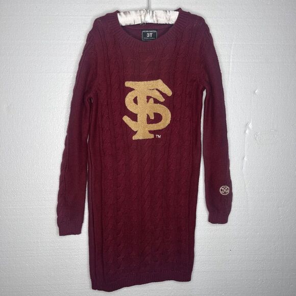 NWT Alma Mater FSU Letterman Cable Knit Sweater Dress size 3T - Picture 1 of 7